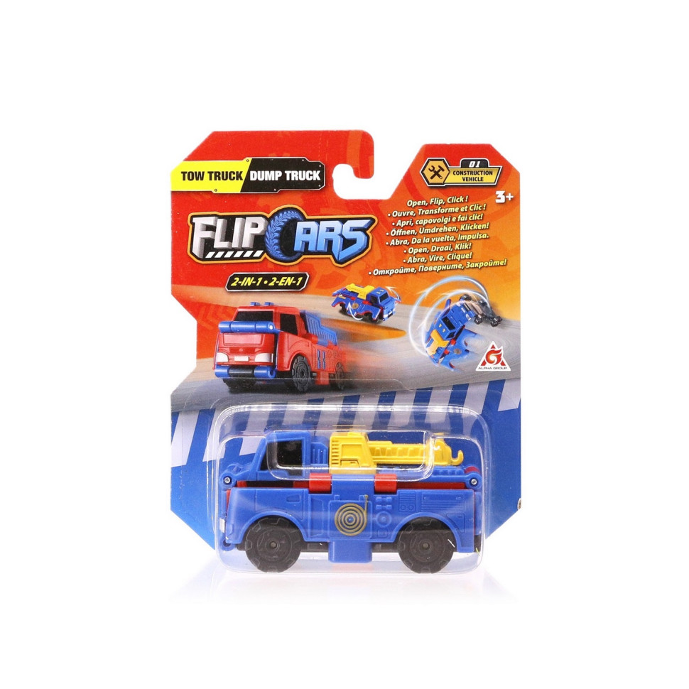 Машинка-трансформер Flip Cars 2 в 1 Строительный транспорт, Кран и Самосвал EU463875-01