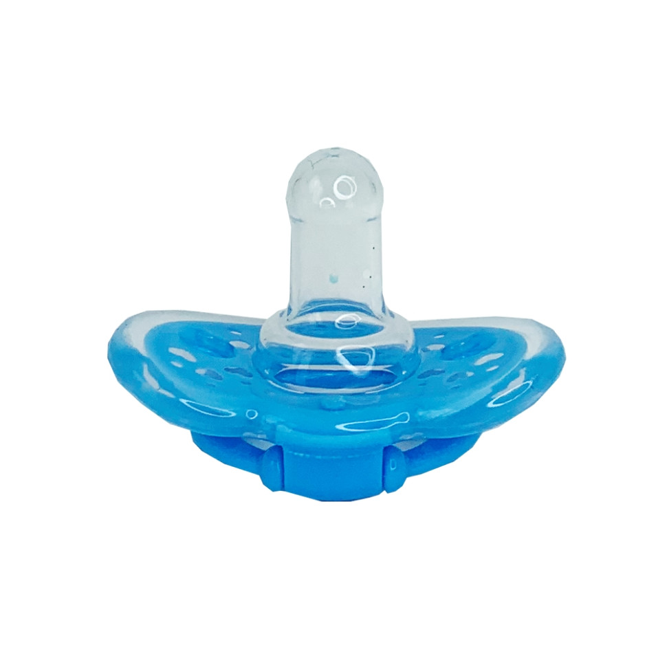 Дитяча силіконова пустушка Mega Zayka MGZ-0517(Blue) кругла