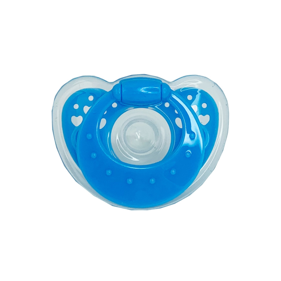 Дитяча силіконова пустушка Mega Zayka MGZ-0517(Blue) кругла
