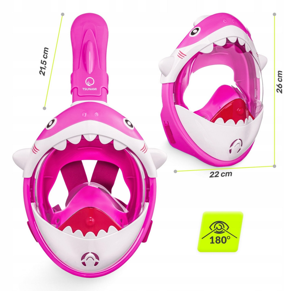 Маска для снорклінгу повнолицьова Shark TSUNAMI P-5905973405430 Pink 