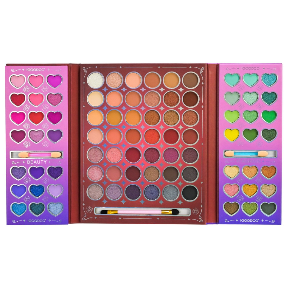 Дитяча палетка тіней для повік Igoodco IG3078, 84 кольори, пензлик, аплікатори