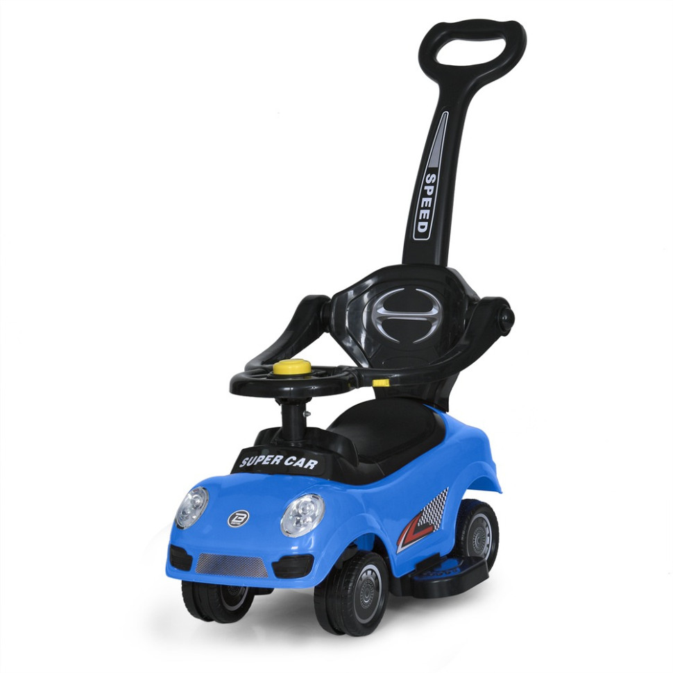 Детская каталка-толокар Bambi Racer M 5784-4 синий, c родительской ручкой