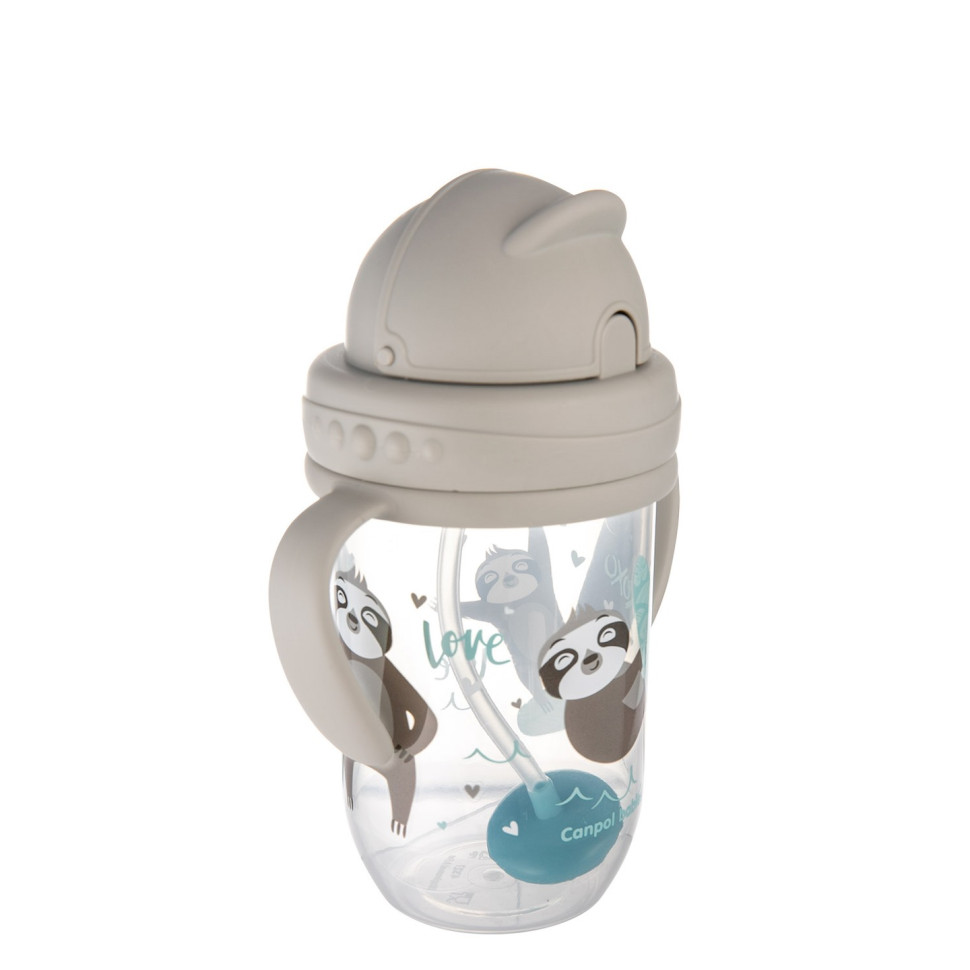Кружка непроливайка з трубочкою та обважувачем Exotic animals Canpol babies 56/606_grey 270 мл
